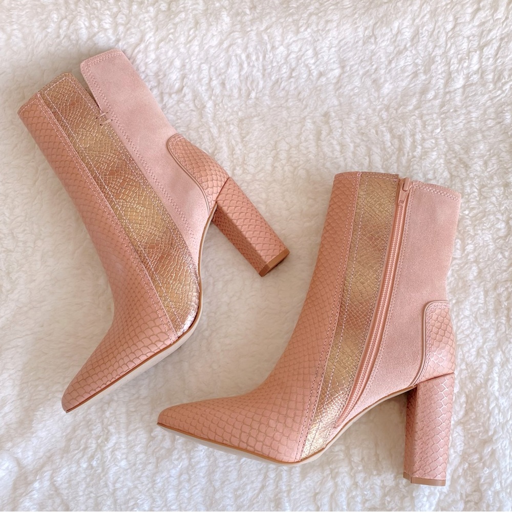 Matisse Cobra Women's Pink-Gold Leather Bootie, Size 8.5M
